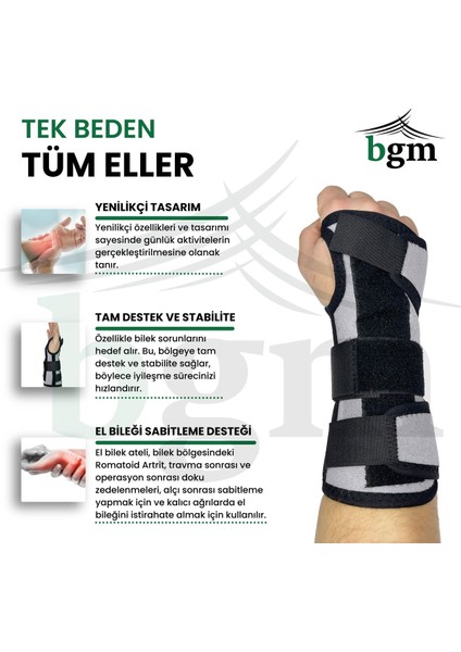 El Bilek Ateli Metal Destekli Yüksek Kalite Statik El Bilek Ateli Sağ-Sol Çift Yönlü