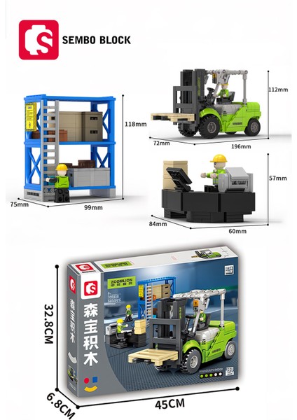 Sembo Block Zoomlion Lisanslı Forklift 646 Parça Yapı Blokları LEGO ile Uyumlu (705118)