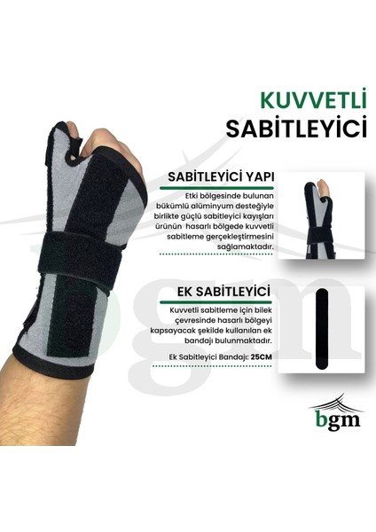 Baş Parmak Ateli Destekli El Bilek Splinti Yüksek Kalite Tespit Ateli Sağ - Sol Çift Yönlü