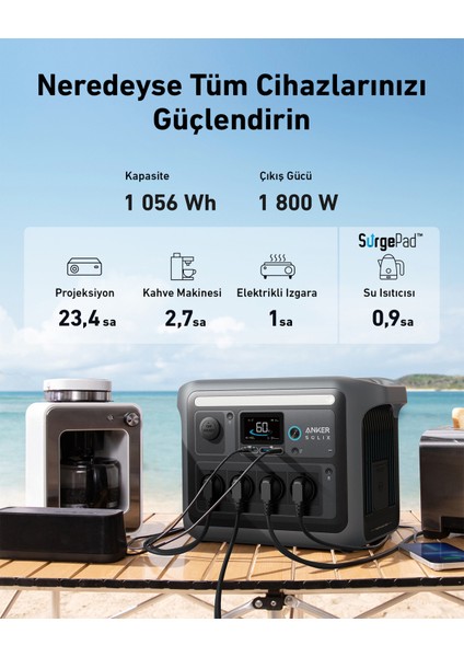 SOLIX C1000X PowerHouse 1056Wh I 1800W Taşınabilir Güç Kaynağı - A1761 (Anker Türkiye Garantili)