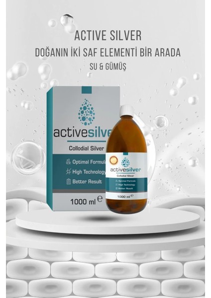 Active Silver Gümüş Suyu - Prokolloidal - Active Silver - 50Ppm 1000 ml