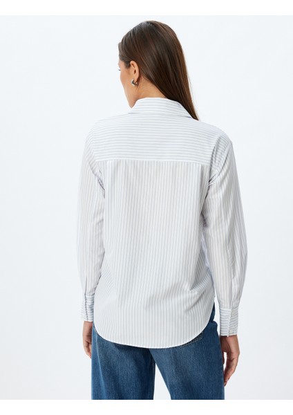 Taşlı Poplin Gömlek Klasik Yaka Uzun Kollu Regular Fit fırsatları