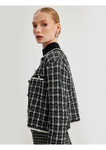 Tüvit Hırka Yuvarlak Yaka Düğmeli Cepli Uzun Kollu