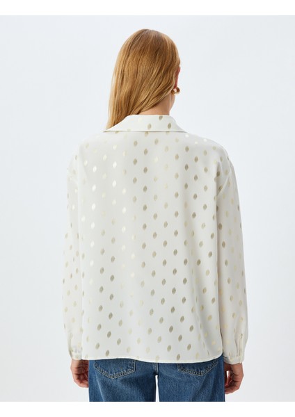 Parlak Puantiye Desenli Uzun Kollu Gömlek fırsatları