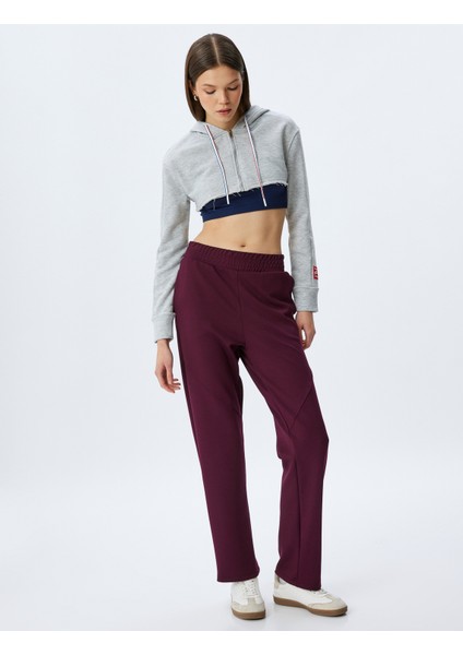 Beli Lastikli Yüksek Bel Cepli Boru Paça Kalın Modal Kumaş Eşofman Altı