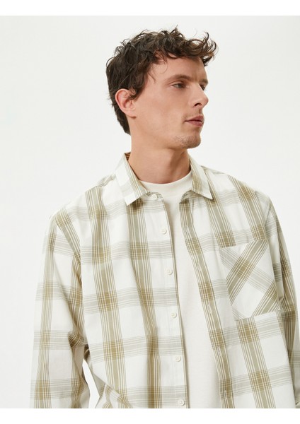 Ekoseli Gömlek Cep Detaylı Klasik Yaka Düğmeli