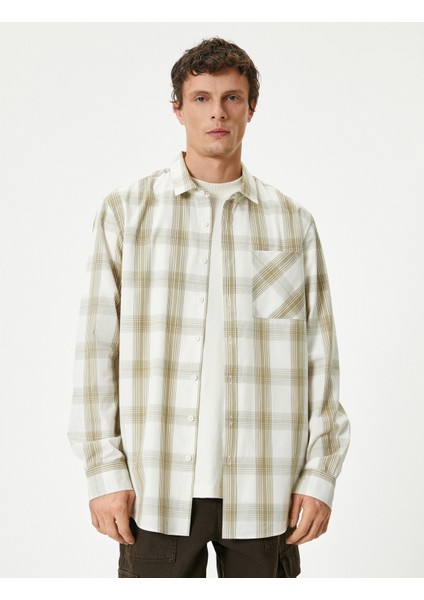 Ekoseli Gömlek Cep Detaylı Klasik Yaka Düğmeli modelleri