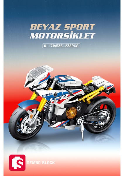 Beyaz Sport Motorsiklet 238 Parça Yapı Blokları ile Uyumlu (714535)