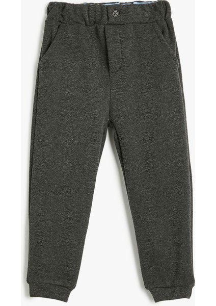 Eşofman Altı Beli Lastikli Düğme Detaylı Cepli