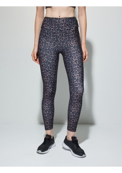 Spor Tayt Yüksek Bel Yumuşak Tuşe Leopar Baskılı Skinny Fit modelleri