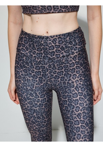 Spor Tayt Yüksek Bel Yumuşak Tuşe Leopar Baskılı Skinny Fit indirimleri