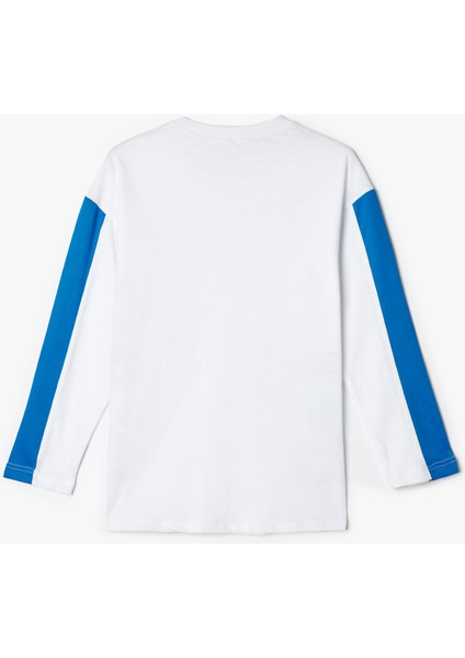 Oversize Tişört Slogan Baskılı Uzun Kollu Bisiklet Yaka Pamuklu fiyatları