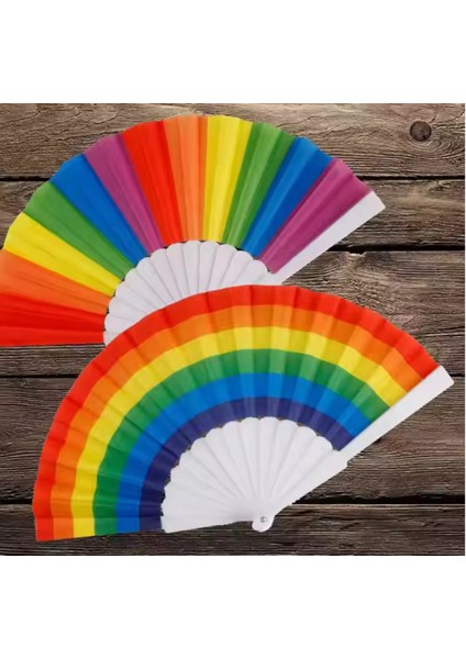 - Yelpaze 2 Adet Gökkuşağı Desenli