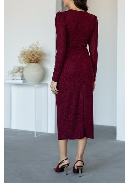 Kadın Büzgü Detaylı Simli Gece Elbisesi DPNBMY3633 fırsatları