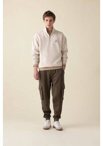 C6132 Comfort Regular Fit Rahat Kalıp Dik Yaka Baskılı Sweatshirt fiyatları