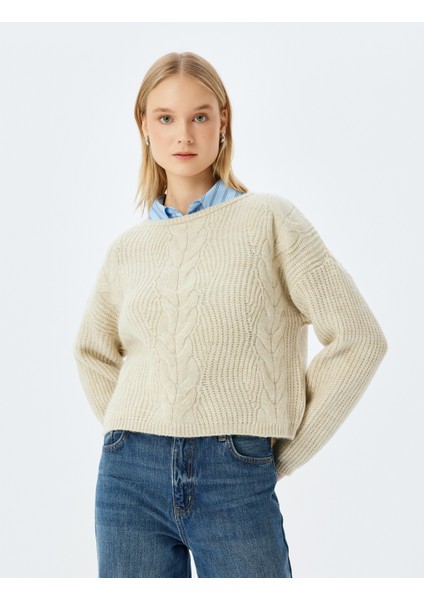 Bisiklet Yaka Saç Örgü Dokulu Rahat Kalıp Triko Kazak modelleri