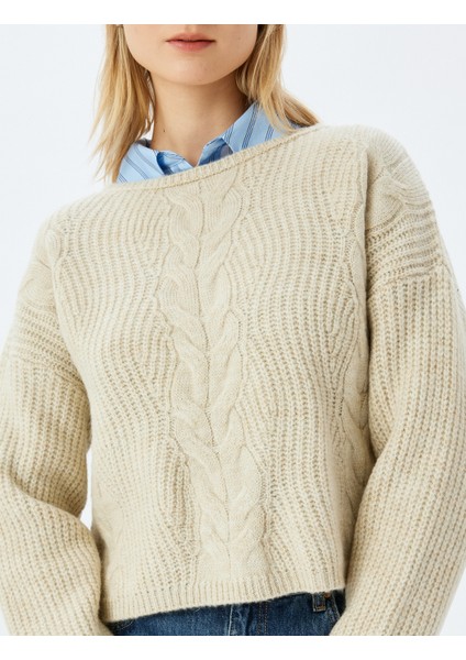 Bisiklet Yaka Saç Örgü Dokulu Rahat Kalıp Triko Kazak indirimleri