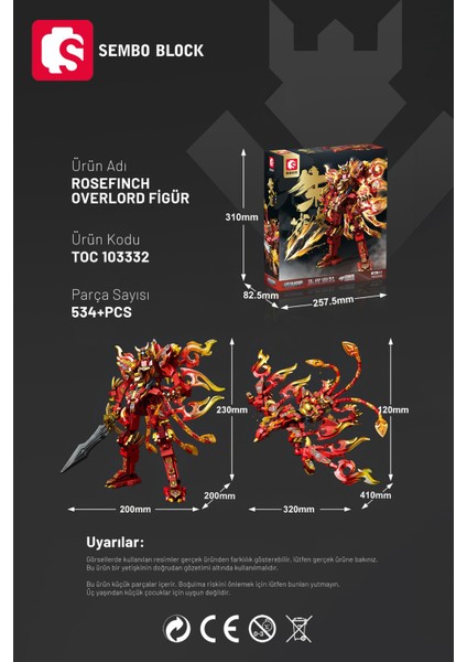 Rosefinch Overlord Figür 534 Parça Yapı Blokları ile Uyumlu (103332)