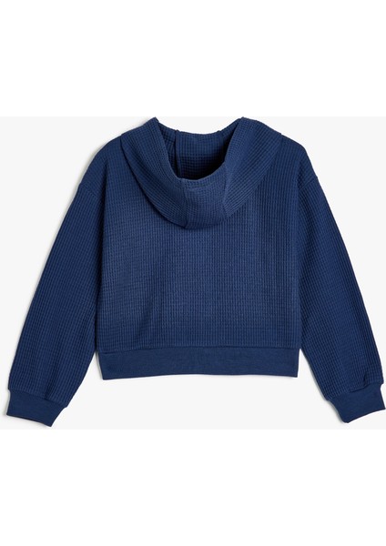 Kapşonlu Fermuarlı Sweatshirt Uzun Kollu Dokulu