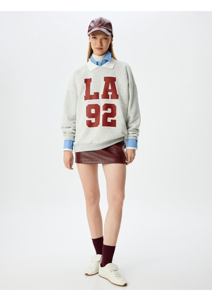 Polo Yaka Kolej Baskılı Uzun Kollu Sweatshirt