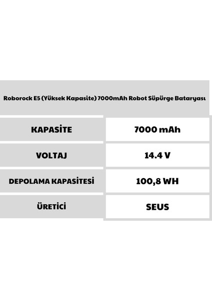 Roborock E5 7000MAH Robot Süpürge Bataryası