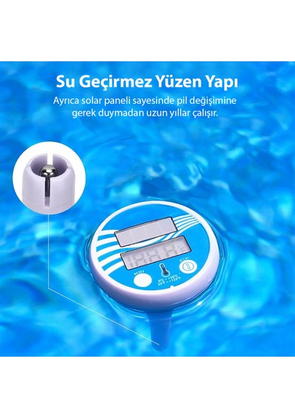 Solar Termometre Yüzme Havuzu İçin Su Geçirmez Yüzen Dijital (4434)