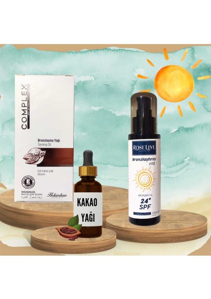 Bronzlaşma Yağı + Kakao Yağı + 24 Spf Bronzlaştırıcı Set