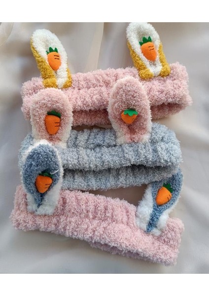 Bandana Peluş 3 Adet Sevimli Tavşan Kulak Makyaj Bandanası Havuç Saç Çember Bandı fiyatları