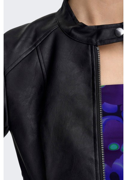 Jdyemily Slim Fit Fermuarlı Dik Yaka Deri Ceket Bayan Deri Ceket 15241382 indirimleri