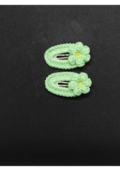 Amigurumi Örgü 2 Adet Çıtçıt Toka Açık Yeşil Tek Ebat