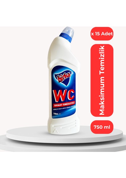 Wc Tuvalet ve Pisuvar Temizleyici 15 Adet x 750 ml