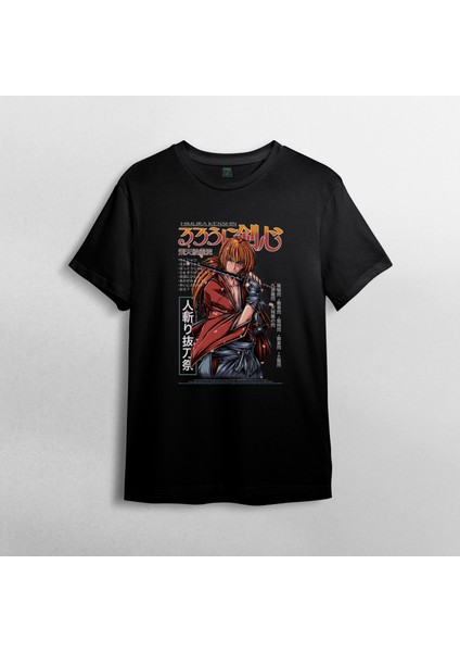 Rurouni Kenshin Anime Manga Pamuklu Bisiklet Yaka T-Shirt Model 1 fiyatları