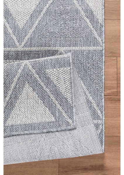 Natura Premium Kalite Kaymaz Tabanlı Doğal Yıkanabilir Kilim Oturma Odası Balkon Bahçe Mutfak Kilim BK-103 Gri 200X300 cm