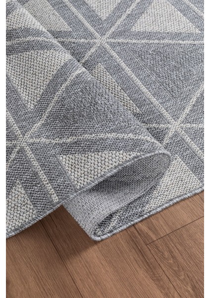 Natura Premium Kalite Kaymaz Tabanlı Doğal Yıkanabilir Kilim Oturma Odası Balkon Bahçe Mutfak Kilim BK-103 Gri 200X300 cm