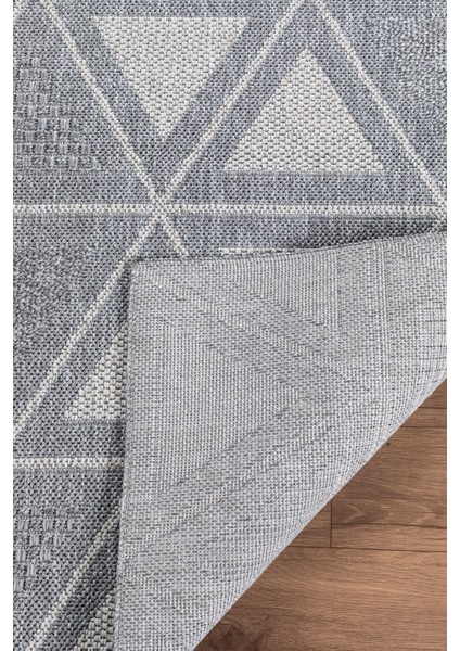 Natura Premium Kalite Kaymaz Tabanlı Doğal Yıkanabilir Kilim Oturma Odası Balkon Bahçe Mutfak Kilim BK-103 Gri 200X300 cm