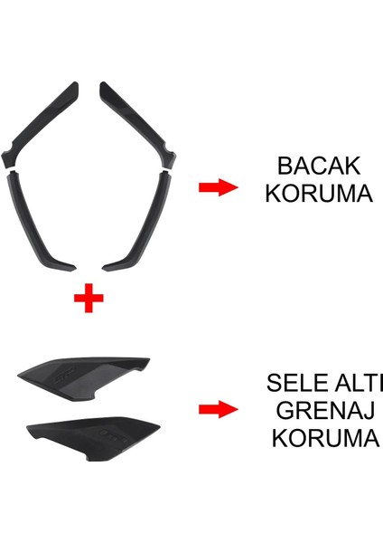 Yamaha NMAX 125-155 2021-2024 Uyumlu Bacak ve Sele Altı Grenaj Koruma Seti Siyah