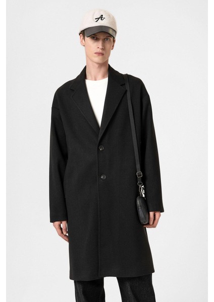 Siyah Oversize Erkek Kaban