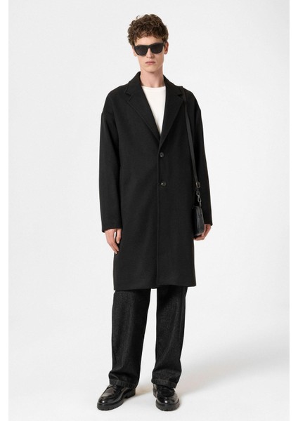 Siyah Oversize Erkek Kaban