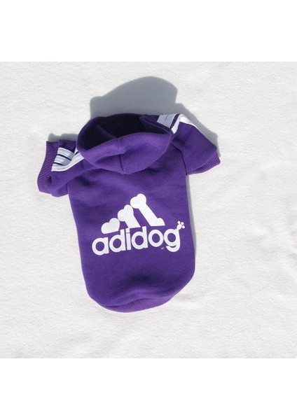 Mor Adidog Kapşonlu Sweatshirt Köpek Kazağı