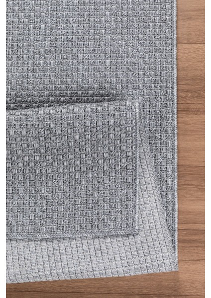 Natura Premium Kalite Kaymaz Tabanlı Doğal Yıkanabilir Kilim Oturma Odası Balkon Bahçe Mutfak Kilim BK-102 Gri 80X200 cm