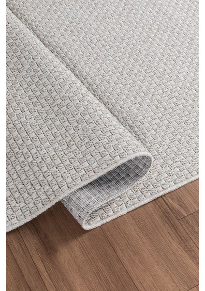 Natura Premium Kalite Kaymaz Tabanlı Doğal Yıkanabilir Kilim Oturma Odası Balkon Bahçe Mutfak Kilim BK-102 Kemik 80X200 cm