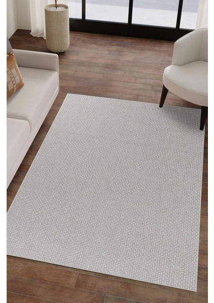 Natura Premium Kalite Kaymaz Tabanlı Doğal Yıkanabilir Kilim Oturma Odası Balkon Bahçe Mutfak Kilim BK-102 Kemik 80X200 cm