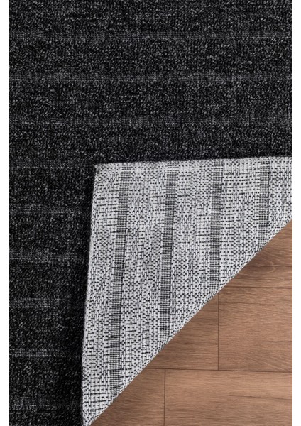 Natura Premium Kalite Kaymaz Tabanlı Doğal Yıkanabilir Kilim Oturma Odası Balkon Bahçe Mutfak Kilim BK-104 Antrasit 160X230 cm