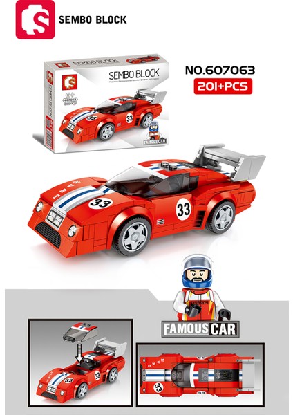 Ferrari BB512 Le Mans Yarış Arabası 209 Parça Yapı Blokları LEGO ile Uyumlu (607063)