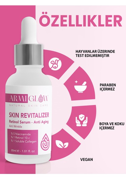 Aydınlatıcı Anti Aging Bakım Serumu Niacinamide + Retinol Kolajen 30 ml