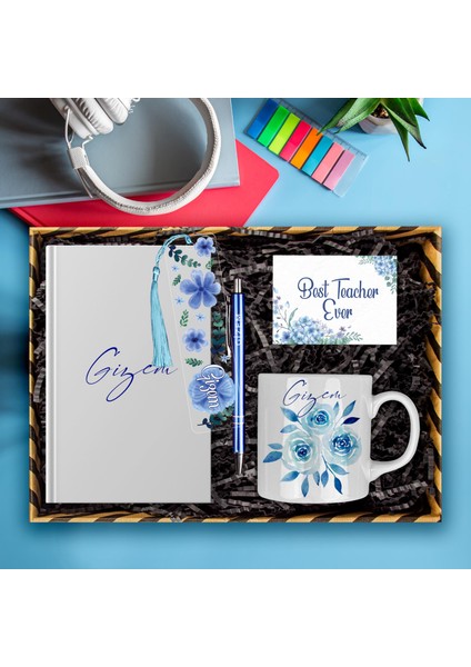 Öğretmenlere Özel Tasarım Defter & Kalem & Kupa & Akrilik Kitap Ayracı Hediye Kutusu 114384