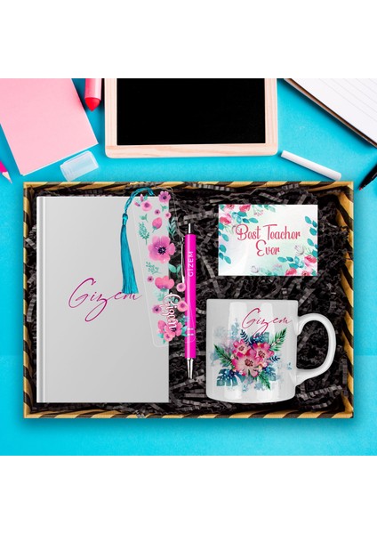 Öğretmenlere Özel Tasarım Defter & Kalem & Kupa & Akrilik Kitap Ayracı Hediye Kutusu 114383