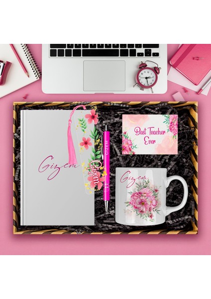 Öğretmenlere Özel Tasarım Defter & Kalem & Kupa & Akrilik Kitap Ayracı Hediye Kutusu 114379