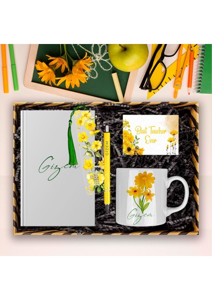 Öğretmenlere Özel Tasarım Defter & Kalem & Kupa & Akrilik Kitap Ayracı Hediye Kutusu 114381