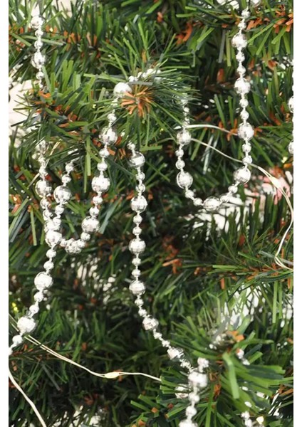 Yılbaşı Çam Ağacı Süsü Gümüş Renkli Zincir Süs 270 cm